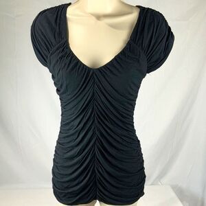 Y2K Express Sexy Ruched and Slimming Top Black Size XS